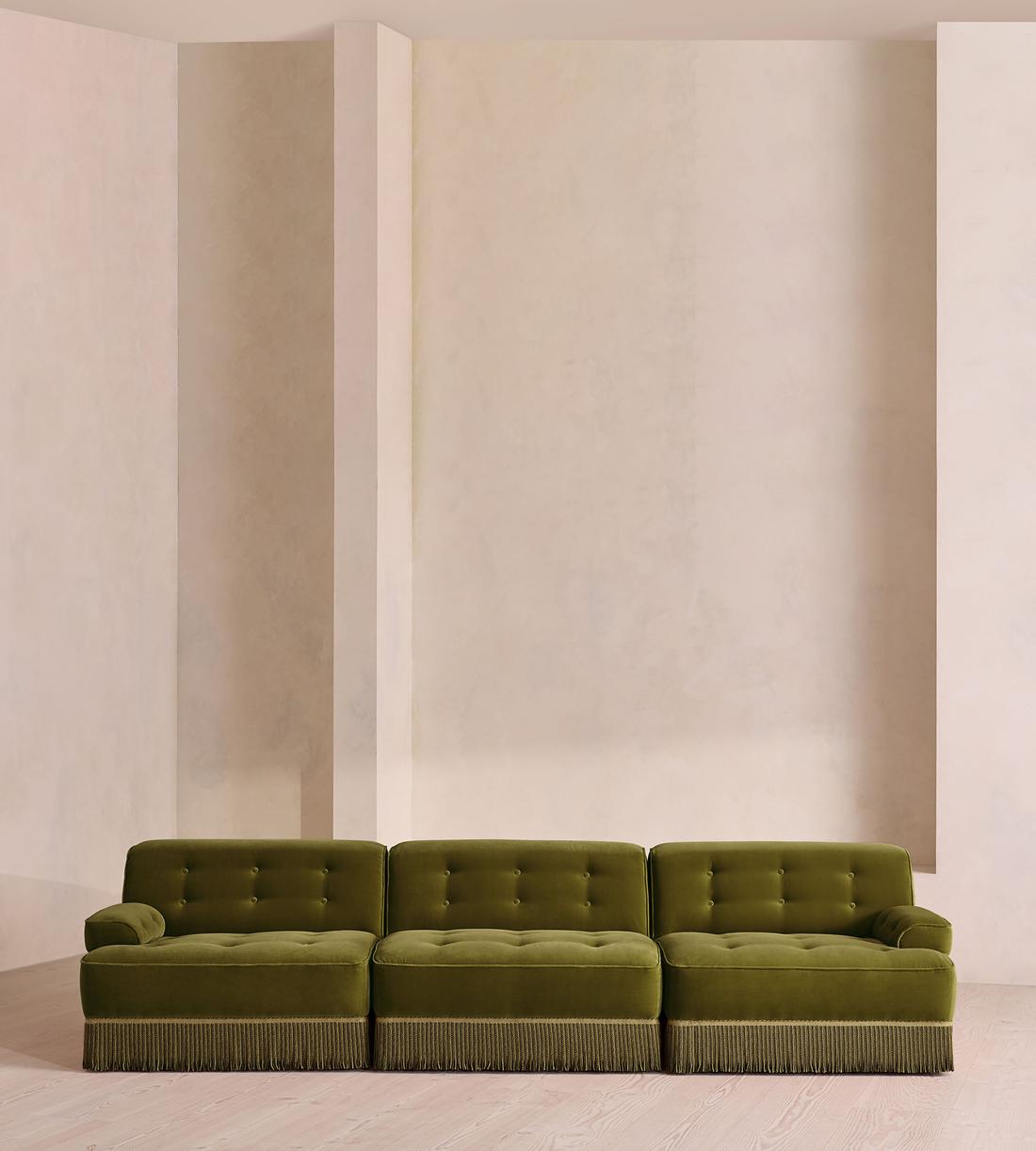Elowen Modular Sofa - Four Seater - Velvet - Olive UK - Listing - Image 1