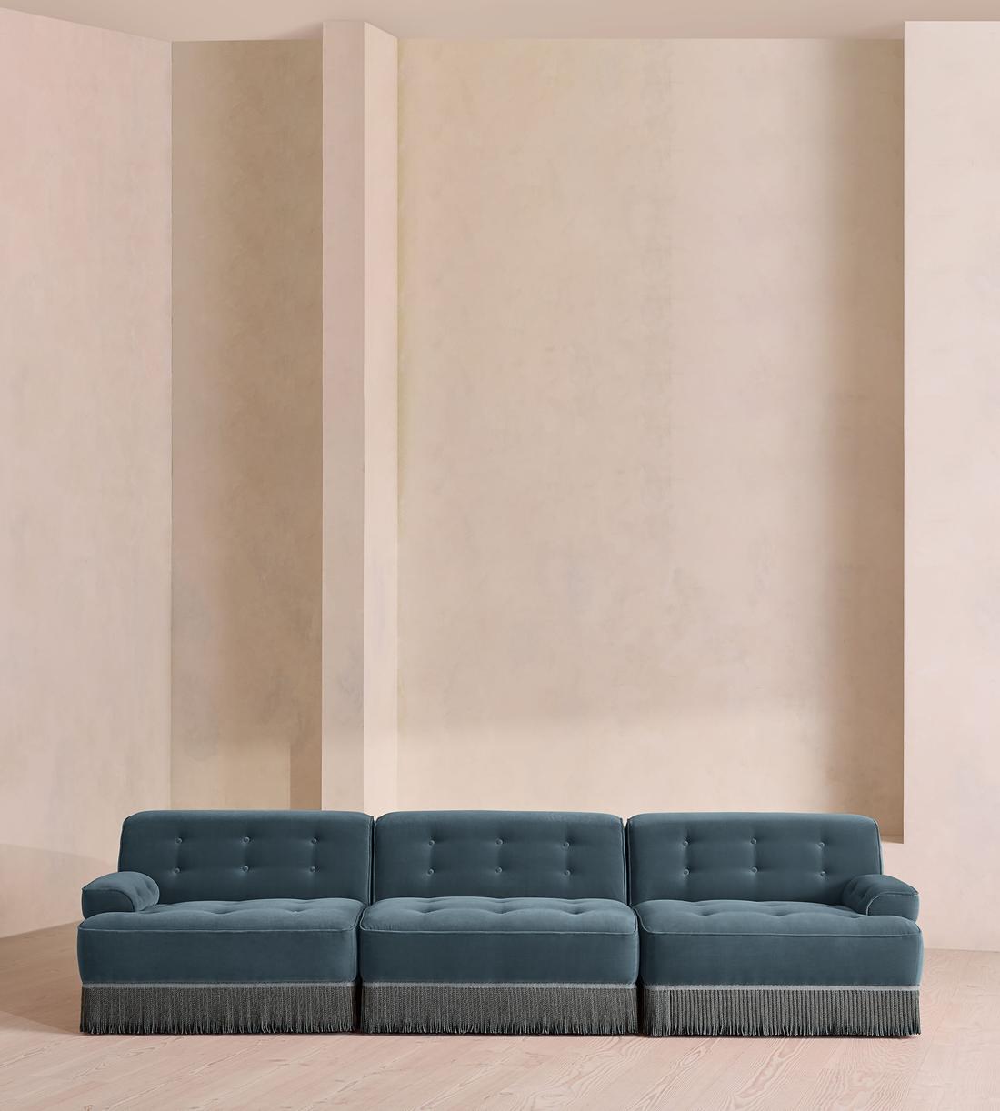 Elowen Modular Sofa - Four Seater - Velvet - Grey Blue UK - Listing - Image 1