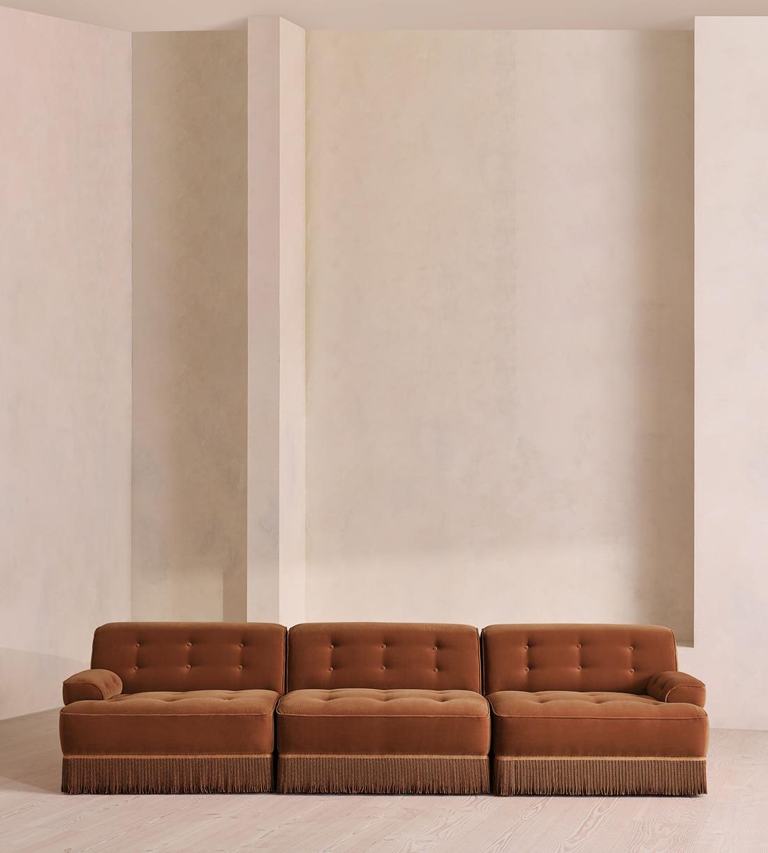 Elowen Sectional Sofa - Four Seater - Velvet - Cinnamon - US - Listing - Image 1