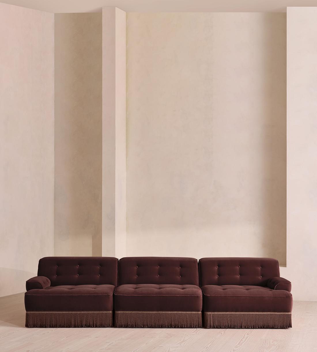 Elowen Sectional Sofa - Four Seater - Velvet - Aubergine - US - Listing - Image 1