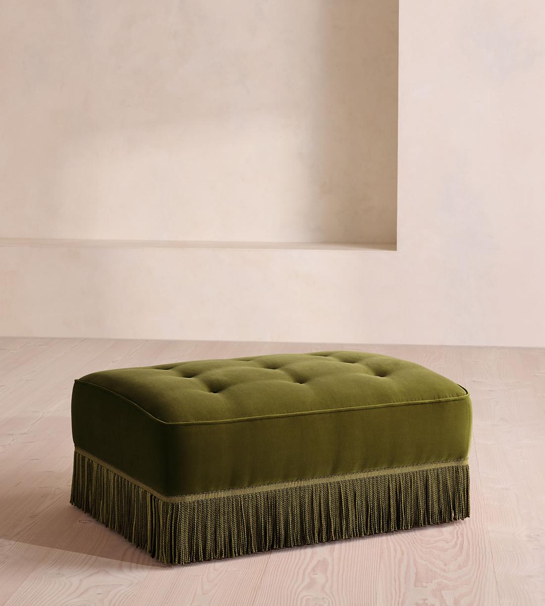 Elowen Ottoman - Velvet - Olive - UK - Listing - Image 1