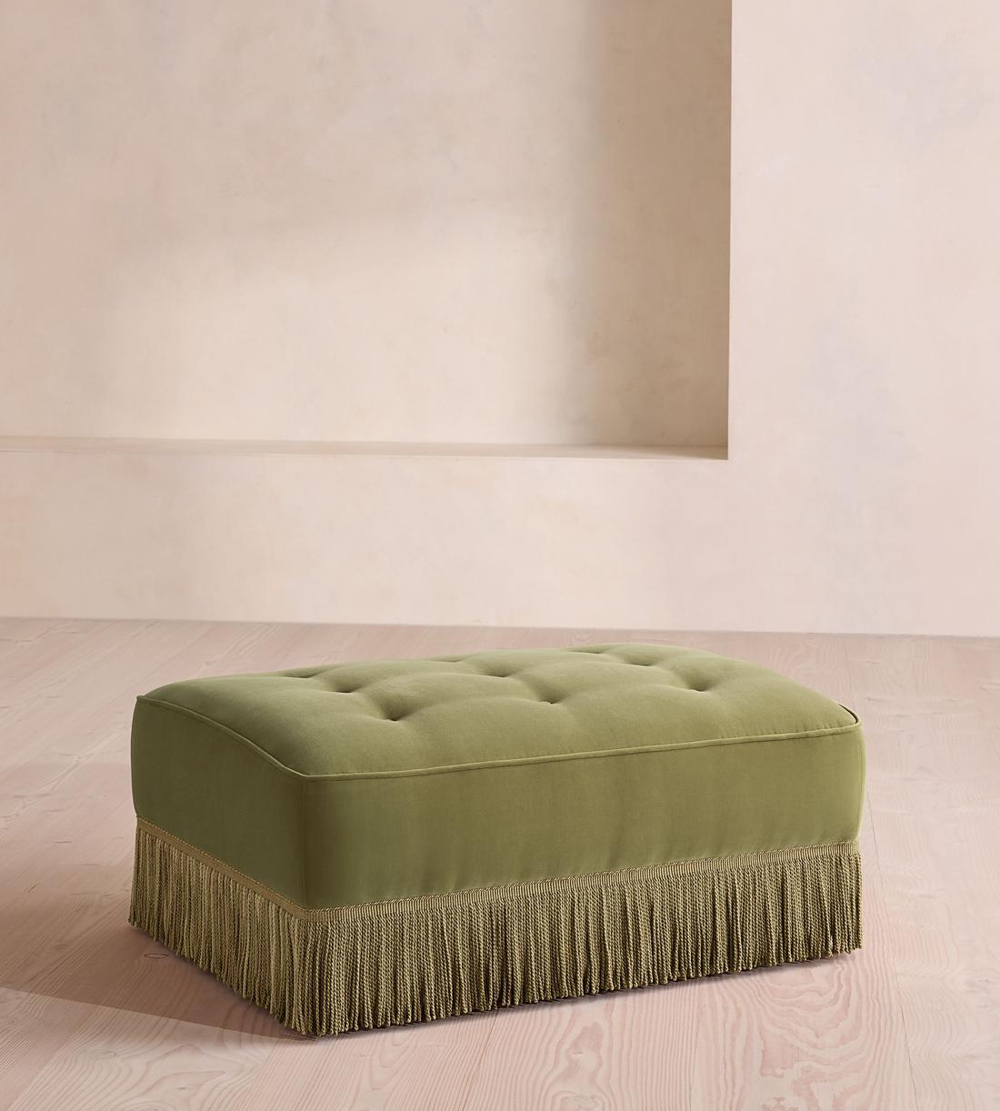 Elowen Ottoman - Velvet - Lichen - US - Listing - Image 1