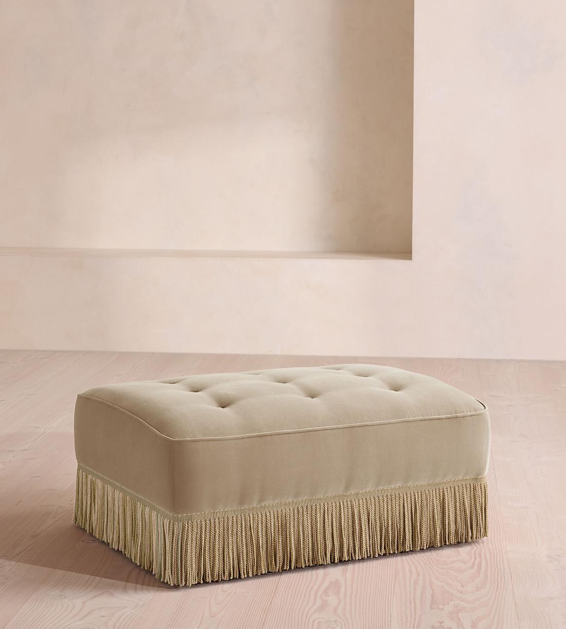 Elowen Ottoman - Velvet - Oyster - UK - Listing - Image 1