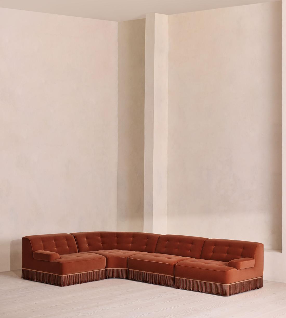 Elowen Modular Sofa - L-Shape Sofa - Velvet - Rust UK - Listing - Image 1