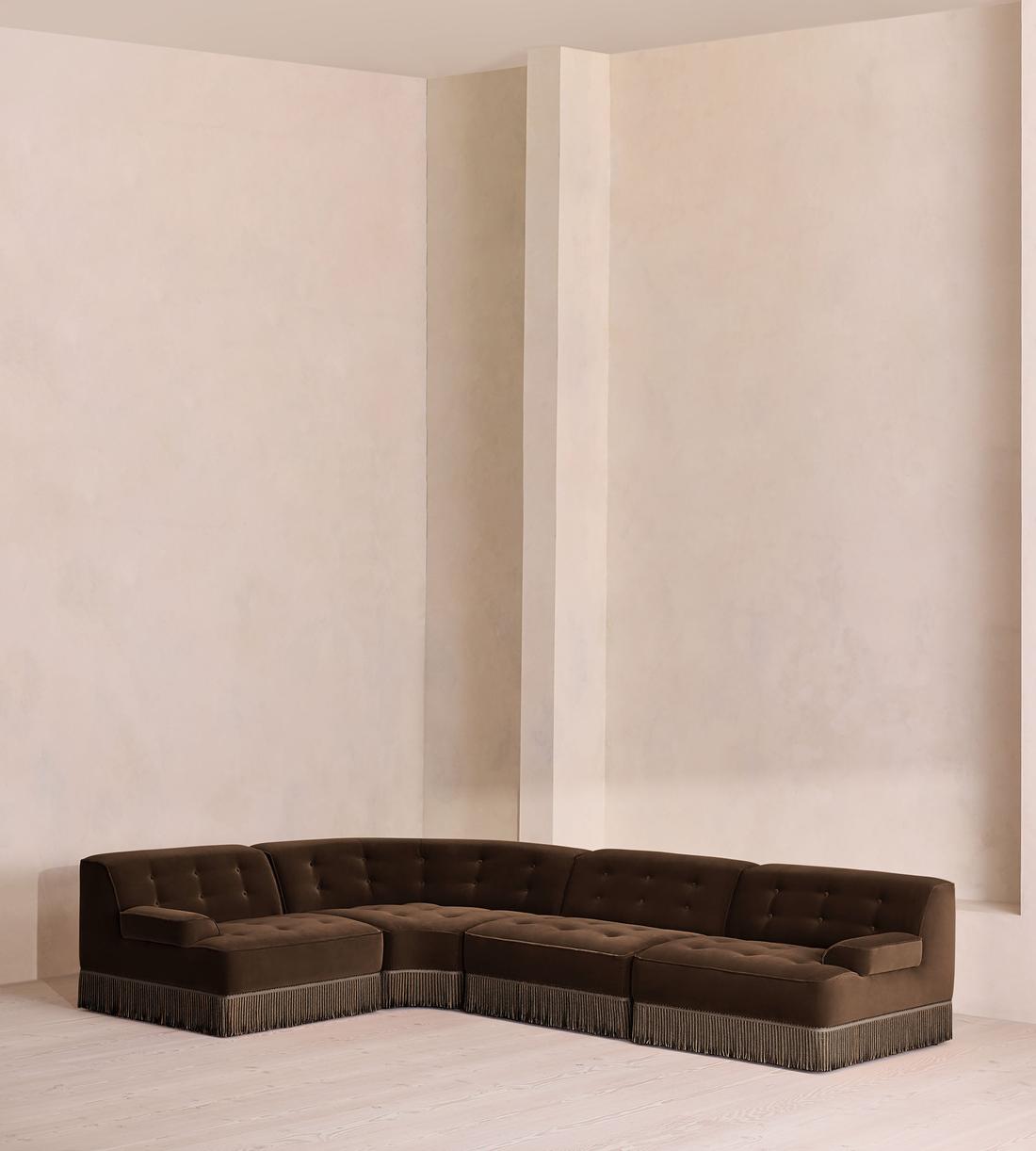 Elowen Sectional Sofa - L-Shape Sofa - Velvet - Chocolate US - Listing - Image 1