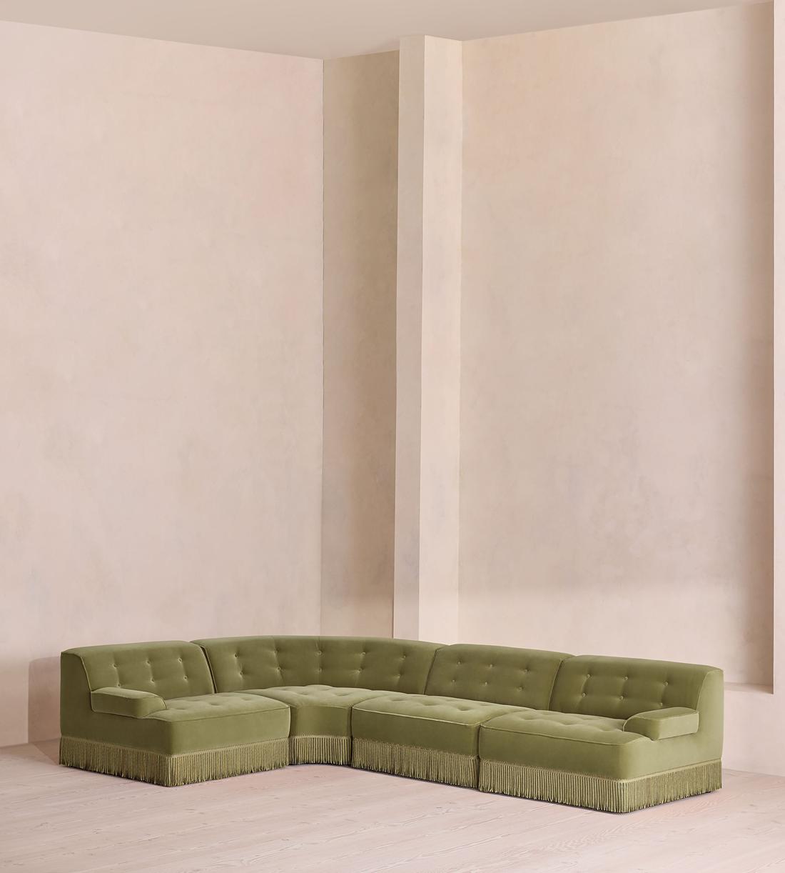 Elowen Modular Sofa - L-Shape Sofa - Velvet - Lichen UK - Listing - Image 1