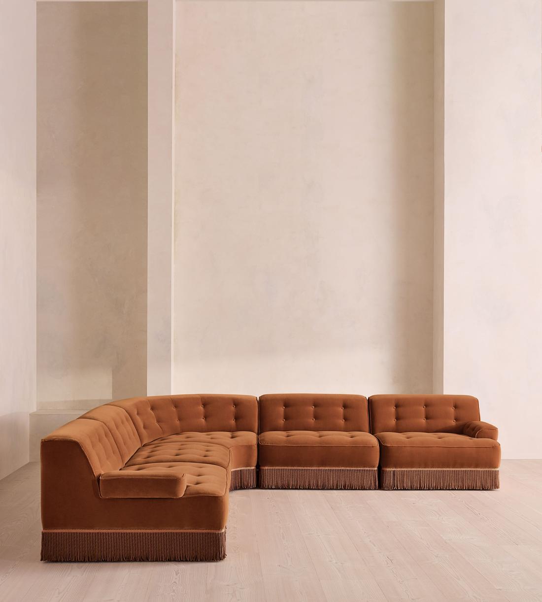 Elowen Sectional Sofa - Corner Sofa - Velvet - Cinnamon - US - Listing - Image 2