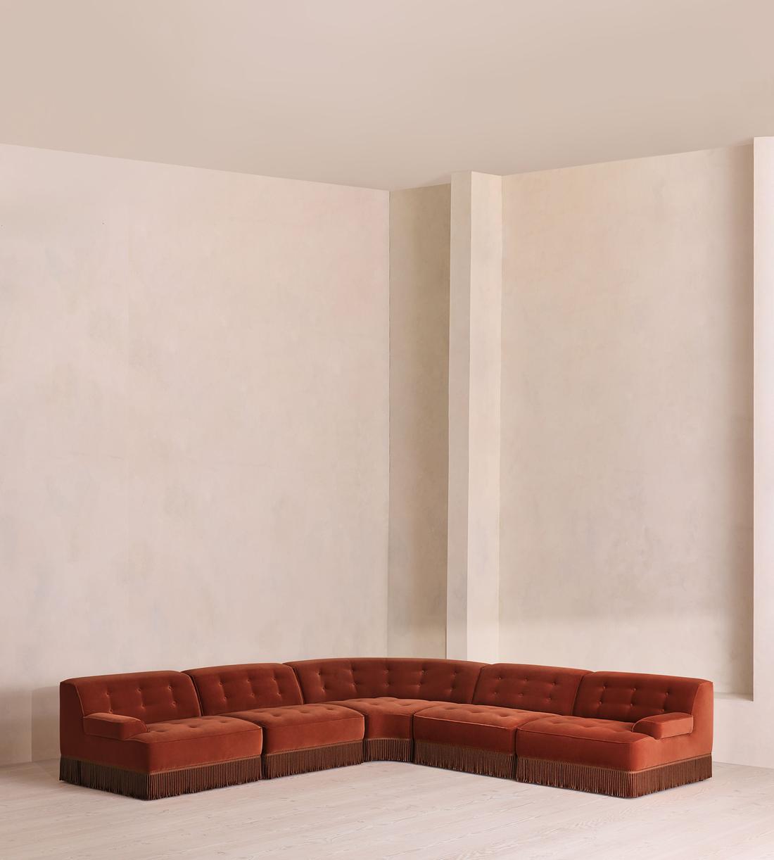 Elowen Modular Sofa - Corner Sofa - Velvet - Rust UK - Listing - Image 1