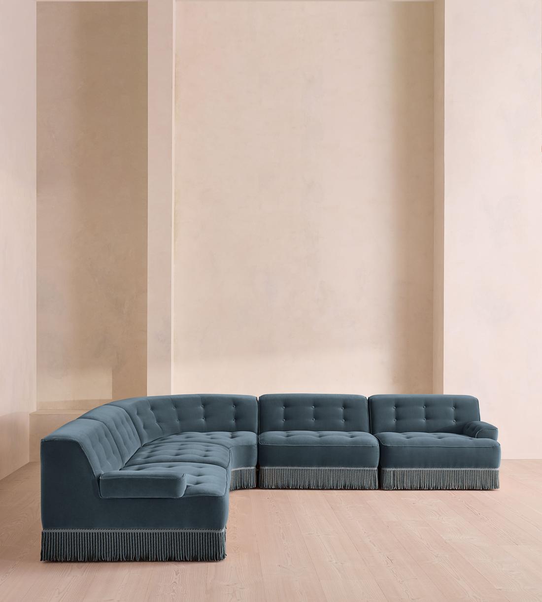 Elowen Modular Sofa - Corner Sofa - Velvet - Grey Blue UK - Listing - Image 2
