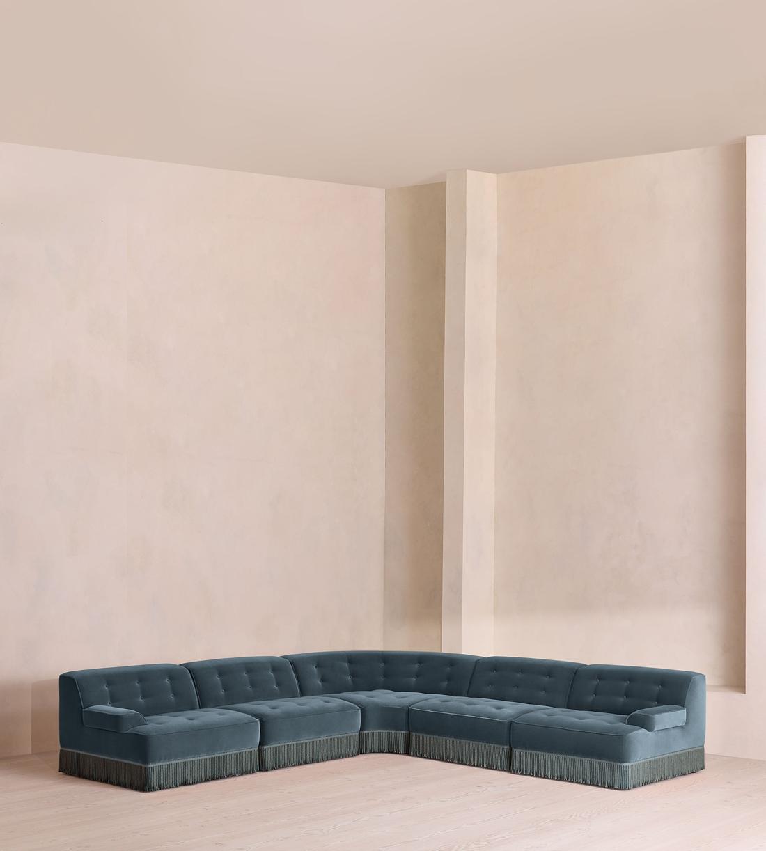 Elowen Sectional Sofa - Corner Sofa - Velvet - Grey Blue US - Listing - Image 1