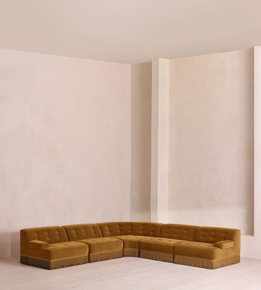 Elowen Sectional Sofa - Corner Sofa - Velvet - Mustard US - Listing - Image 1