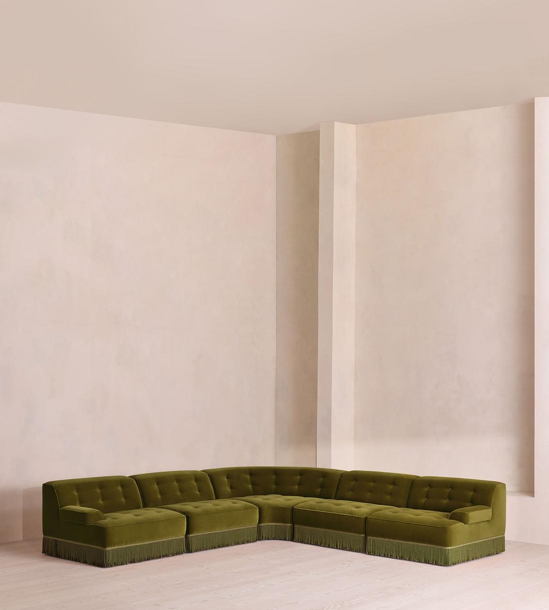 Elowen Modular Sofa - Corner Sofa - Velvet - Olive UK - Listing - Image 1