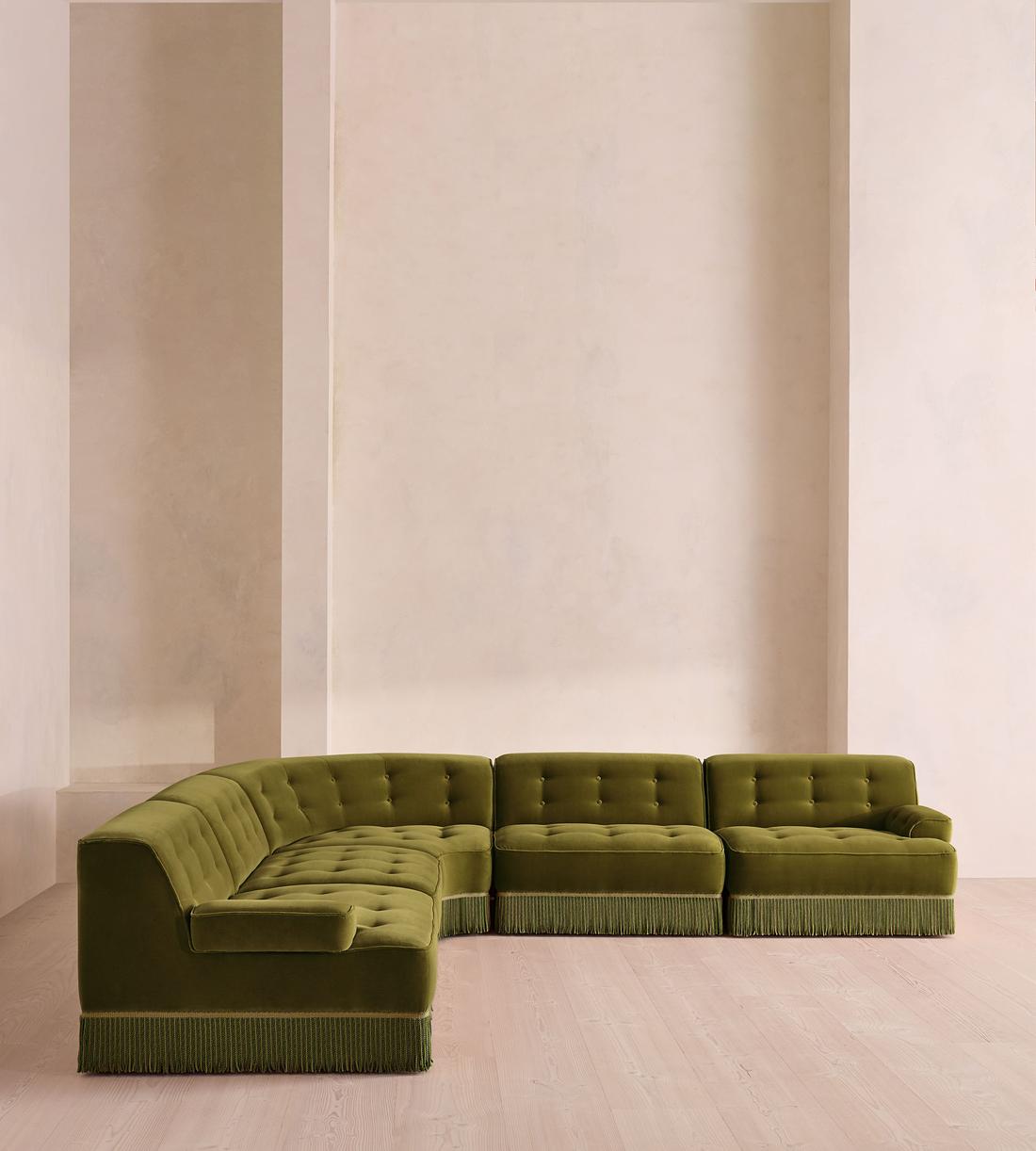 Elowen Modular Sofa - Corner Sofa - Velvet - Olive UK - Listing - Image 2