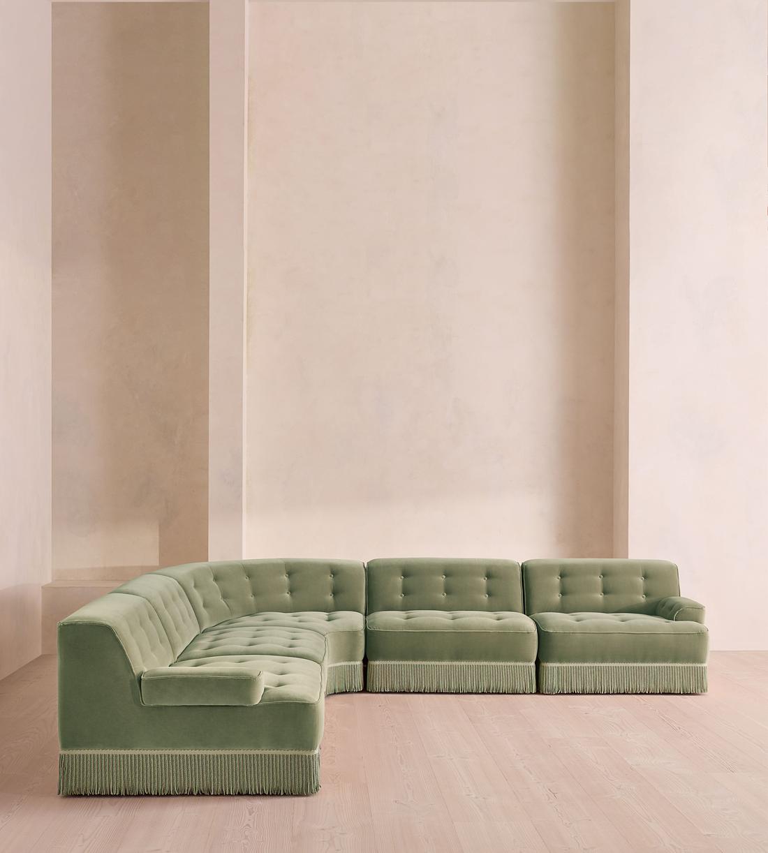 Elowen Modular Sofa - Corner Sofa - Velvet - Seafoam - UK - Listing - Image 2