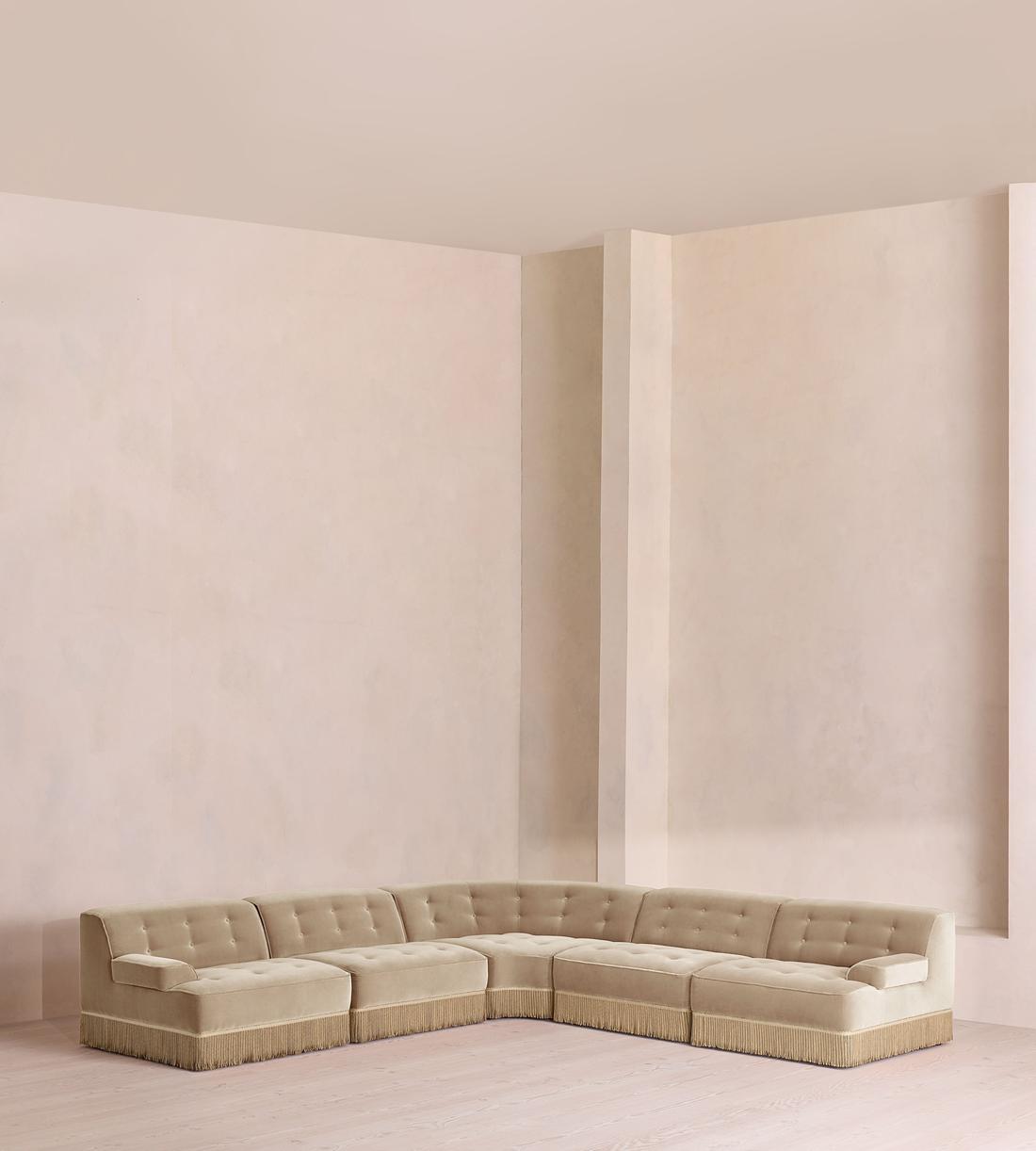 Elowen Sectional Sofa - Corner Sofa - Velvet - Oyster - US - Listing - Image 1