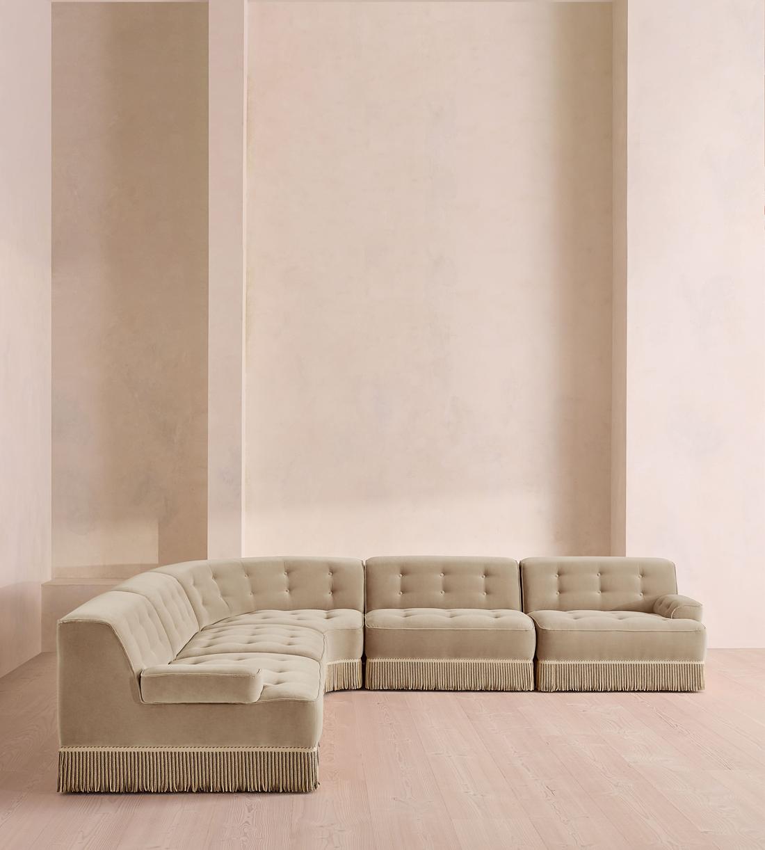 Elowen Sectional Sofa - Corner Sofa - Velvet - Oyster - US - Listing - Image 2