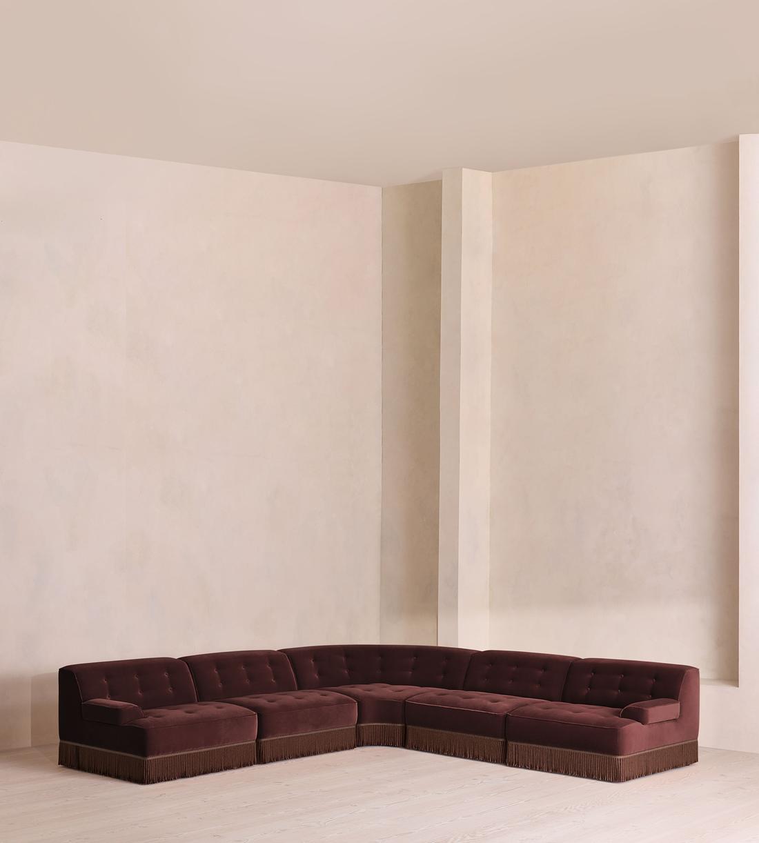 Elowen Sectional Sofa - Corner Sofa - Velvet - Aubergine - US - Listing - Image 1