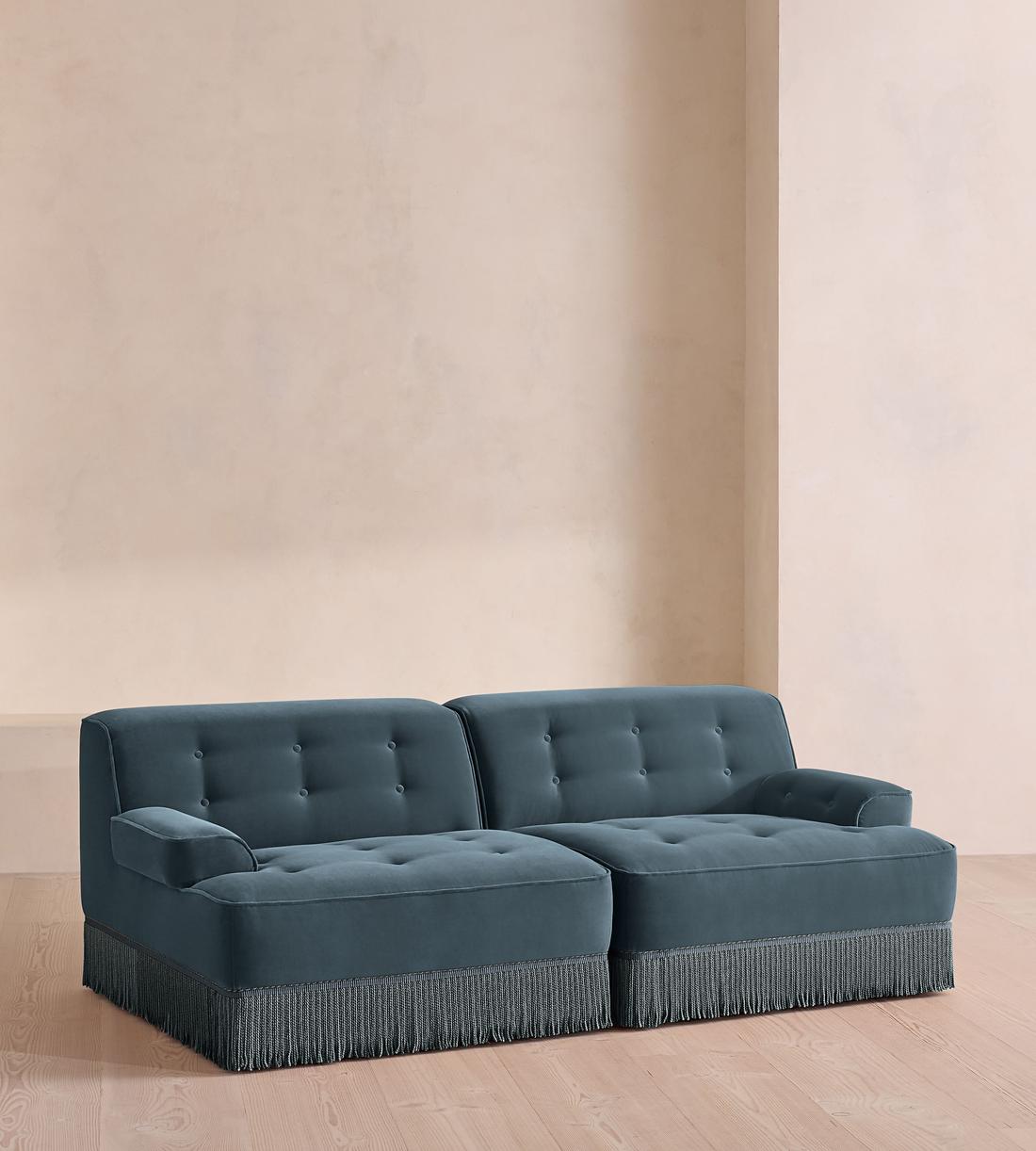 Elowen Sectional Sofa - Three Seater - Velvet - Grey Blue US - Listing - Image 2