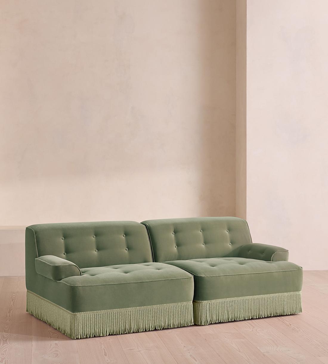 Elowen Sectional Sofa - Three Seater - Velvet - Seafoam - US - Listing - Image 2