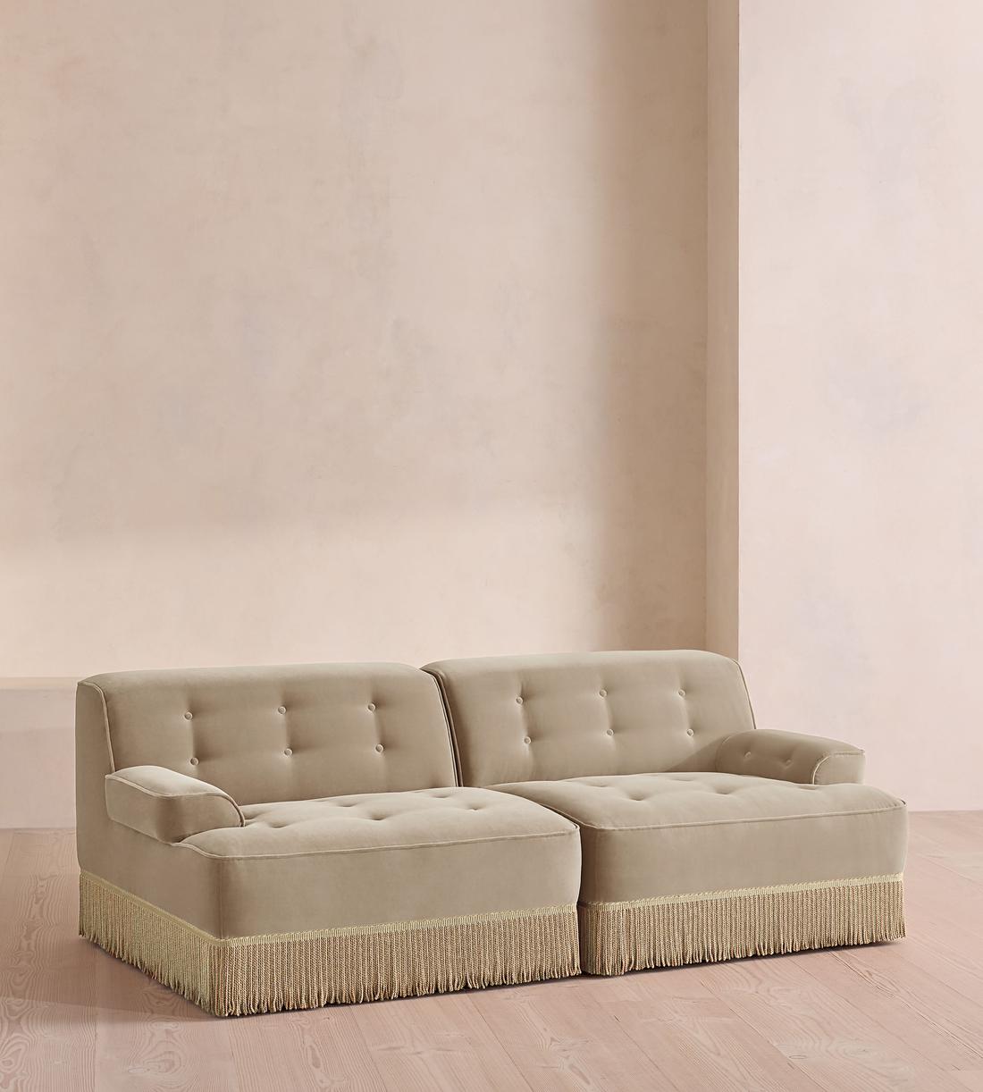 Elowen Sectional Sofa - Three Seater - Velvet - Oyster - US - Listing - Image 2