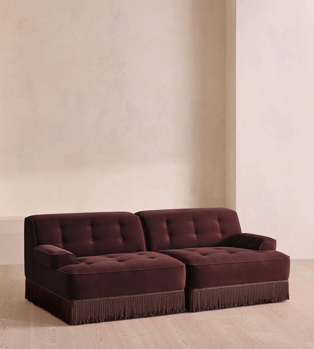Elowen Sectional Sofa - Three Seater - Velvet - Aubergine - US - Listing - Image 2