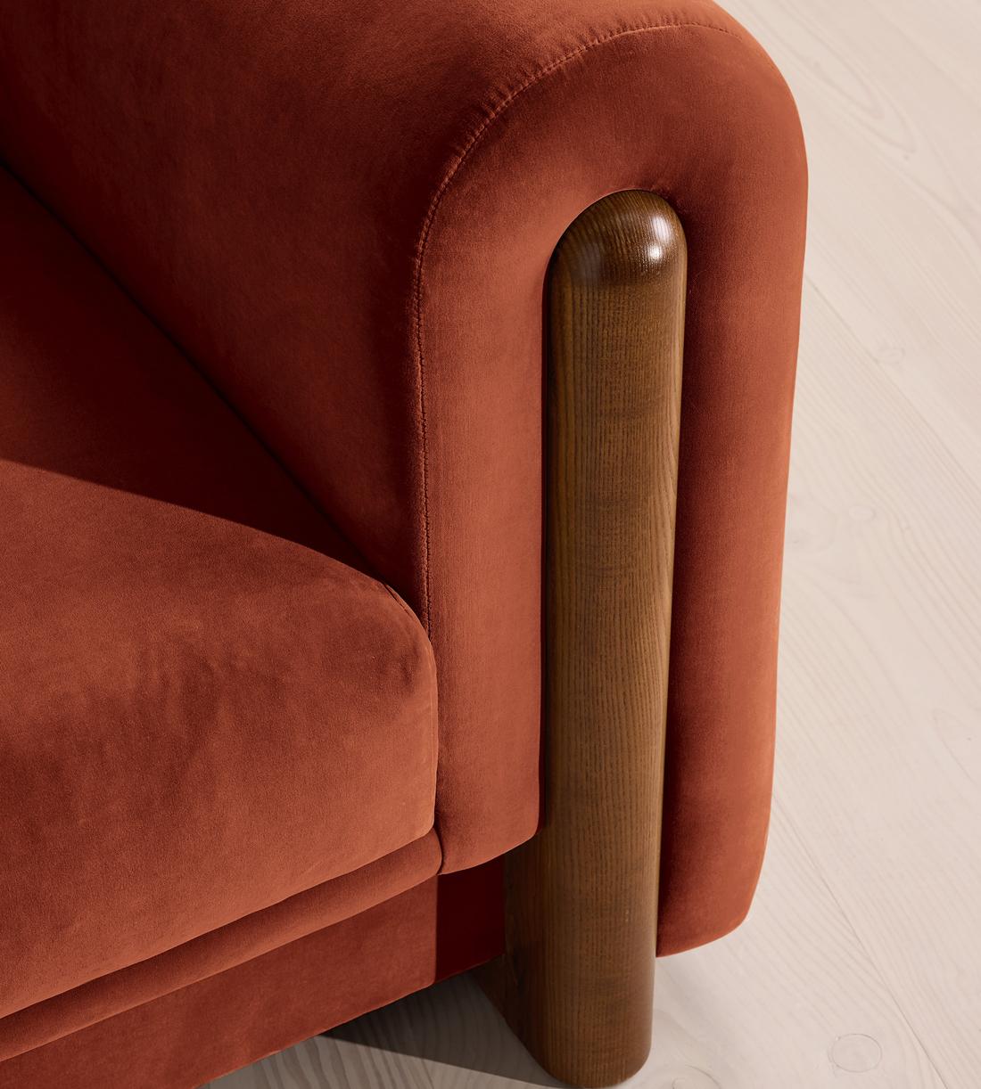 Farrell Three Seater Sofa - Velvet - Rust - Images - Image 5