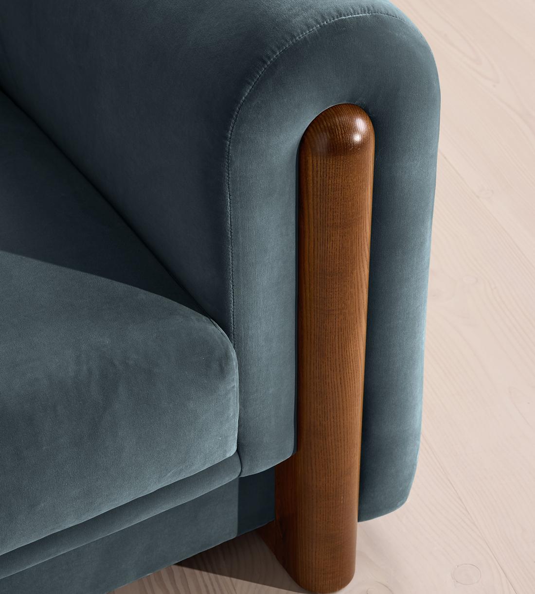 Farrell Three Seater Sofa - Velvet - Grey Blue - Images - Image 5