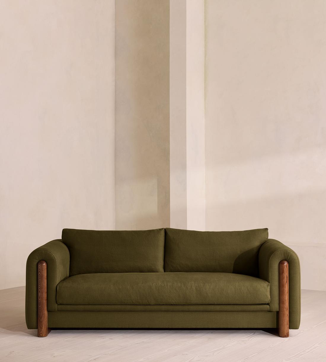 Farrell Three Seater Sofa - Linen - Olive - UK - Listing - Image 1