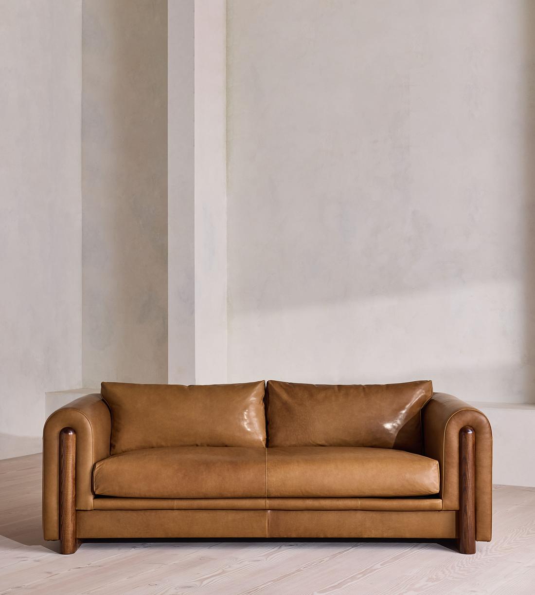 Farrell Three Seater Sofa - Leather - Chestnut - UK - Listing - Image 1