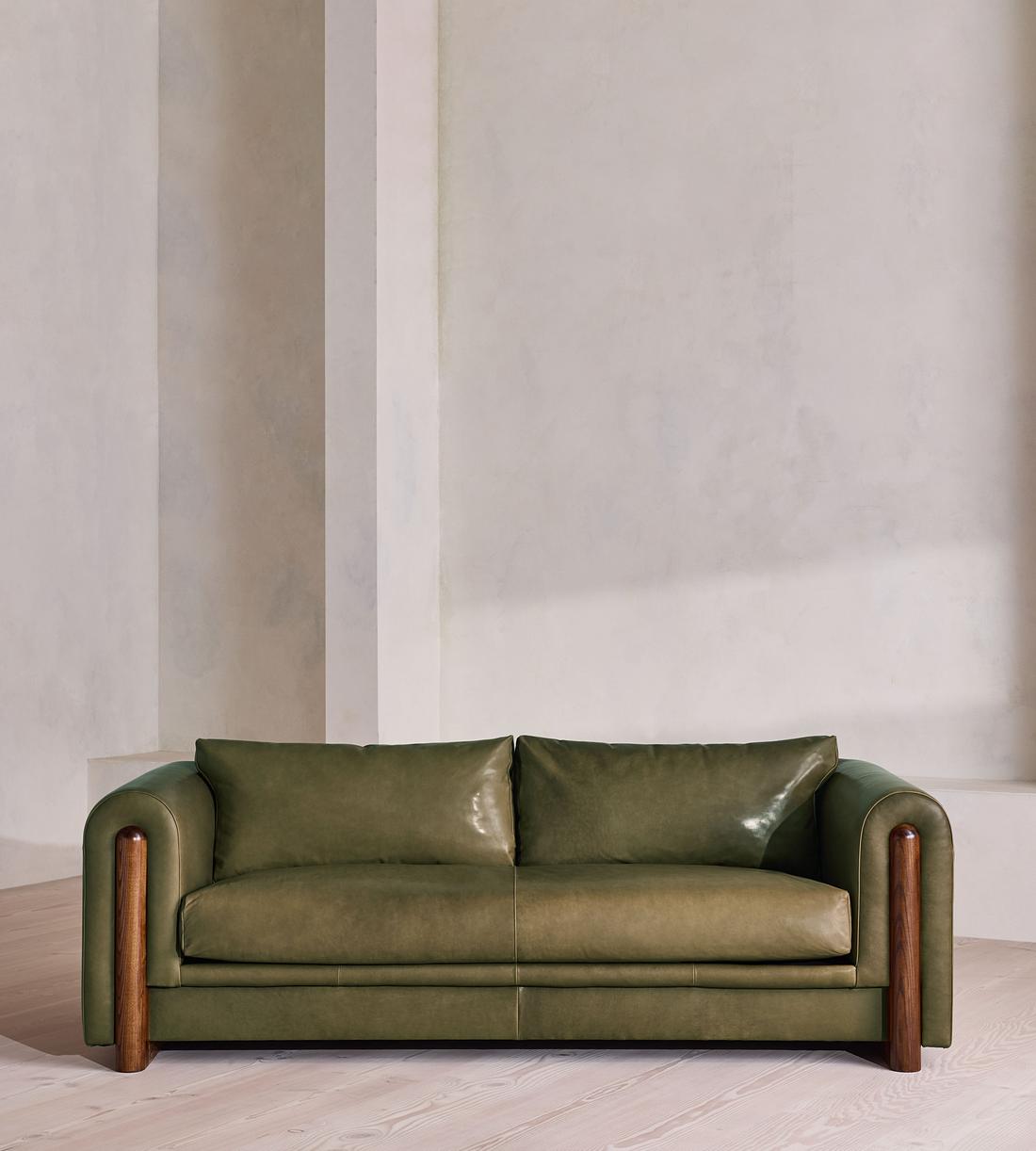 Farrell Three Seater Sofa - Leather - Moss - UK - Listing - Image 1