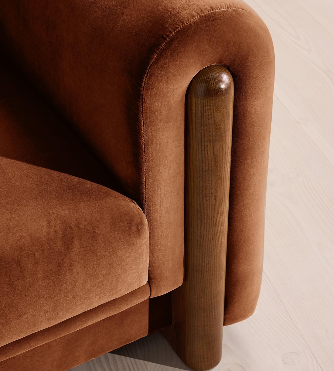 Farrell Three Seater Sofa - Velvet - Cinnamon - UK - Images - Image 5