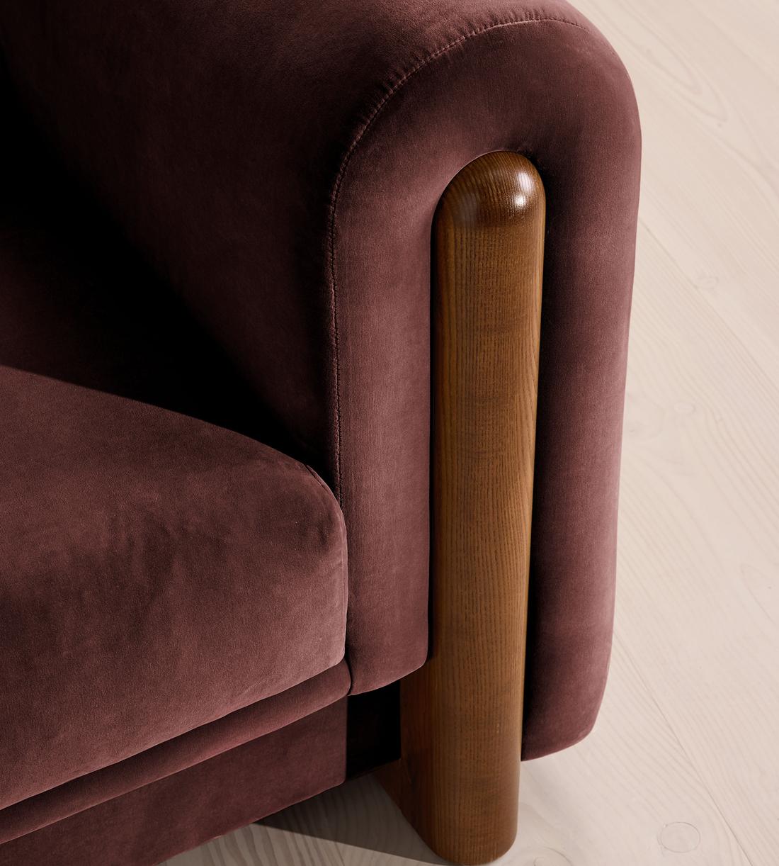 Farrell Three Seater Sofa - Velvet - Aubergine - UK - Images - Image 5