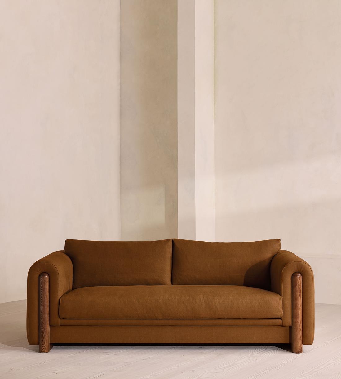Farrell Three Seater Sofa - Linen - Terracotta - UK - Listing - Image 1