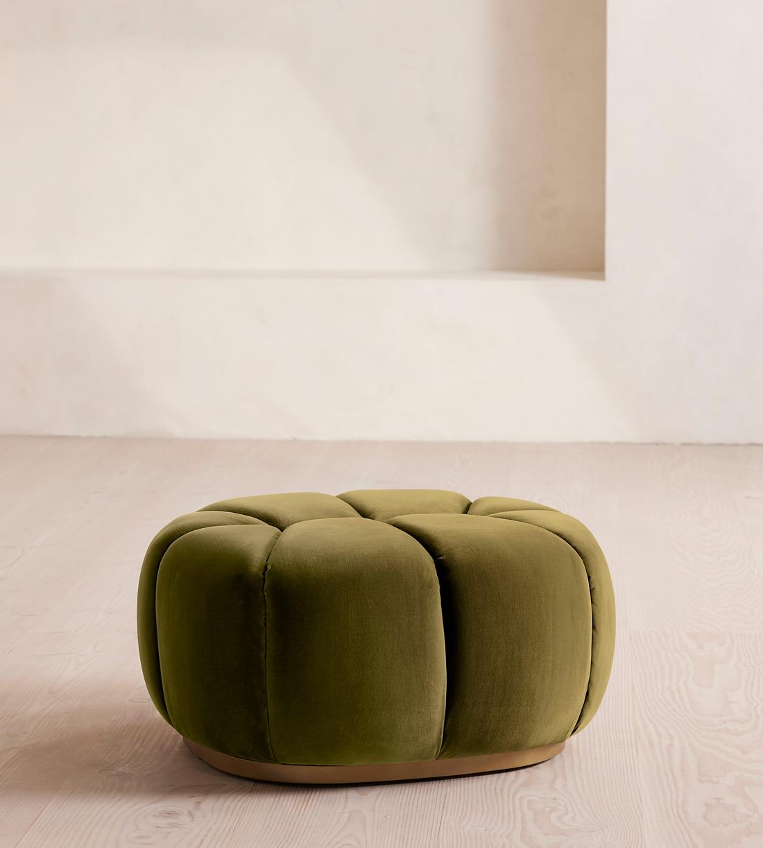 Garret Footstool - Velvet - Olive - Listing - Image 1