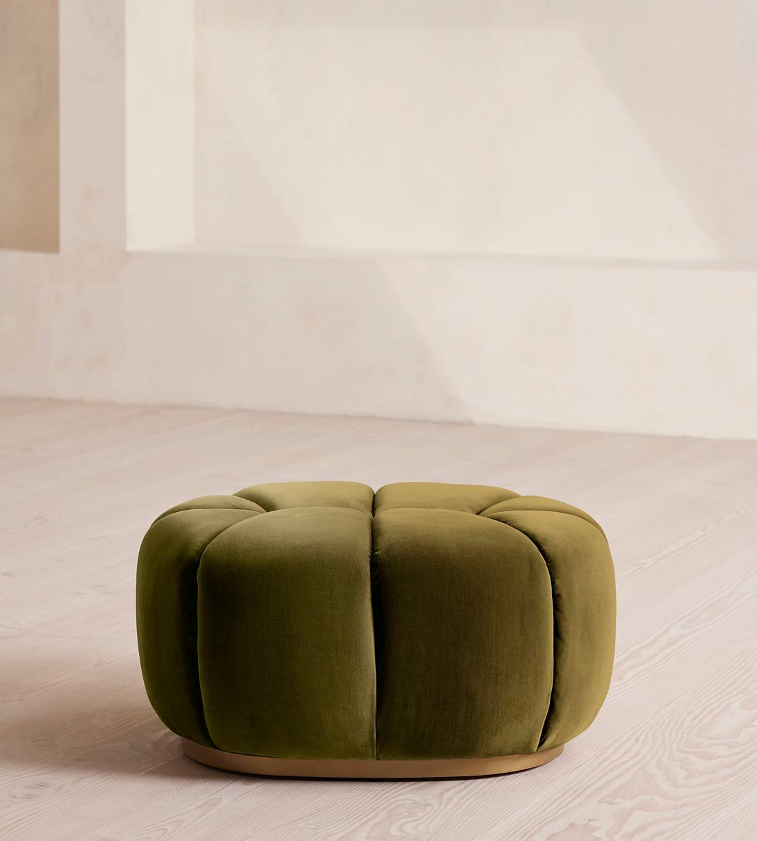 Garret Footstool - Velvet - Olive - Listing - Image 2