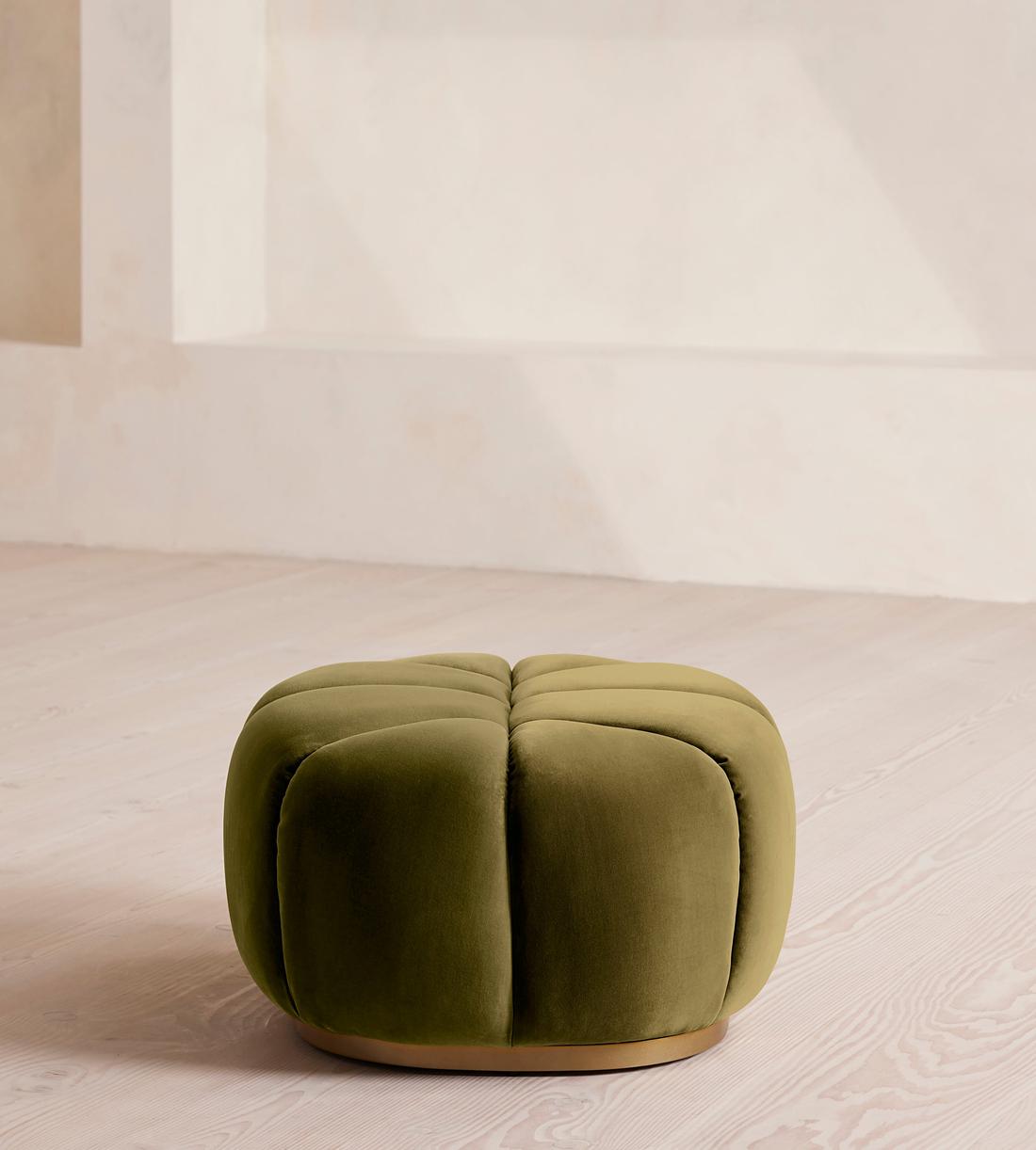 Garret Footstool - Velvet - Olive - Images - Image 3