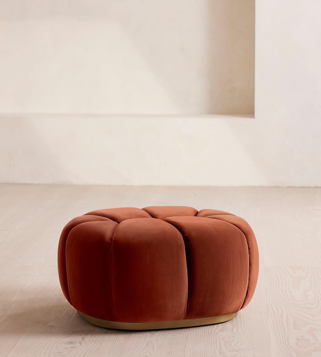 Garret Footstool - Velvet - Rust - US - Listing - Image 1