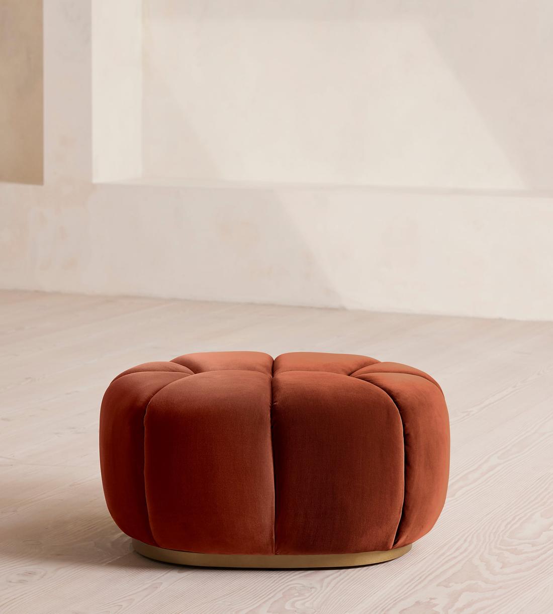 Garret Footstool - Velvet - Rust - US - Listing - Image 2