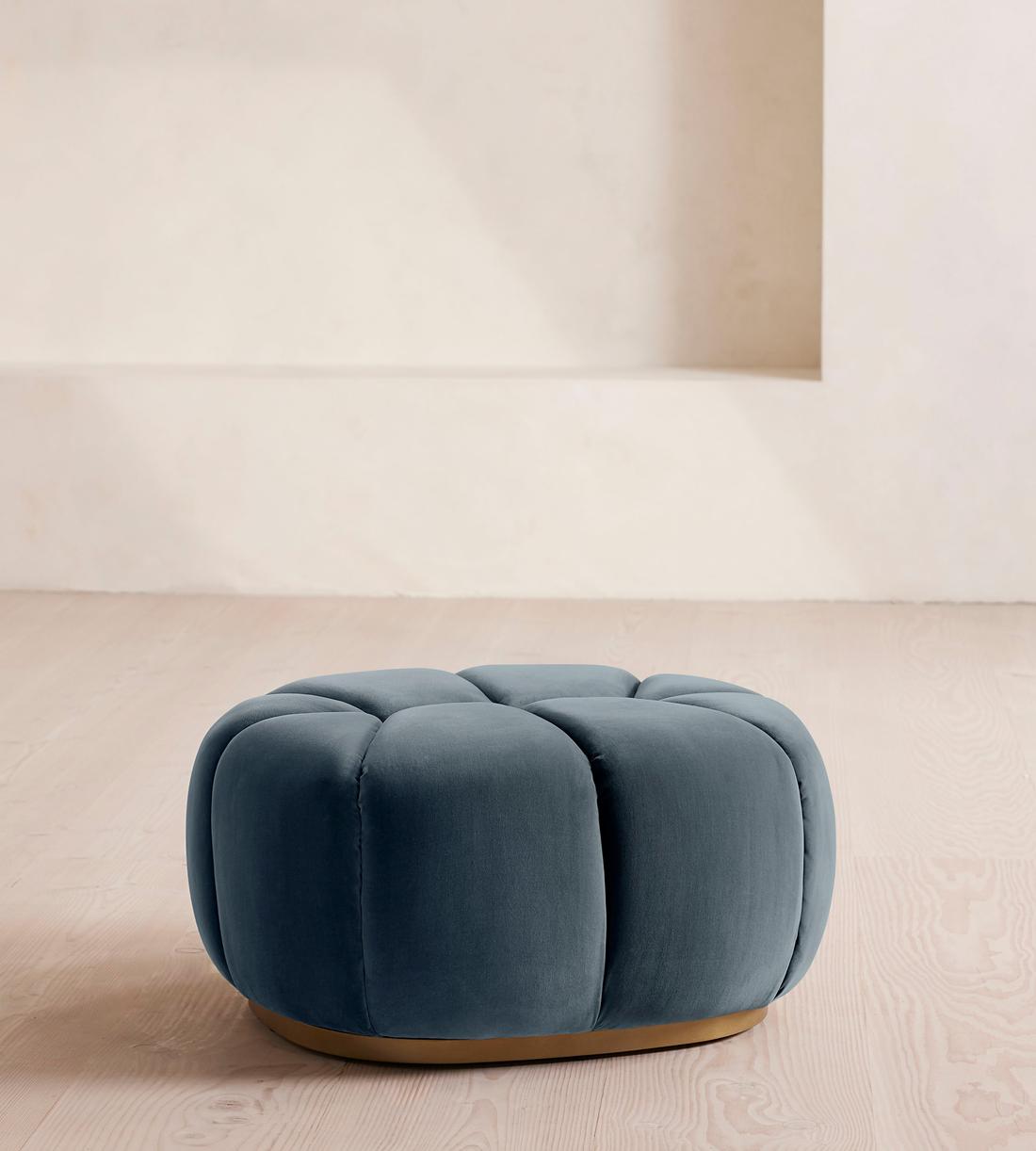 Garret Footstool - Velvet - Grey Blue - US - Listing - Image 1