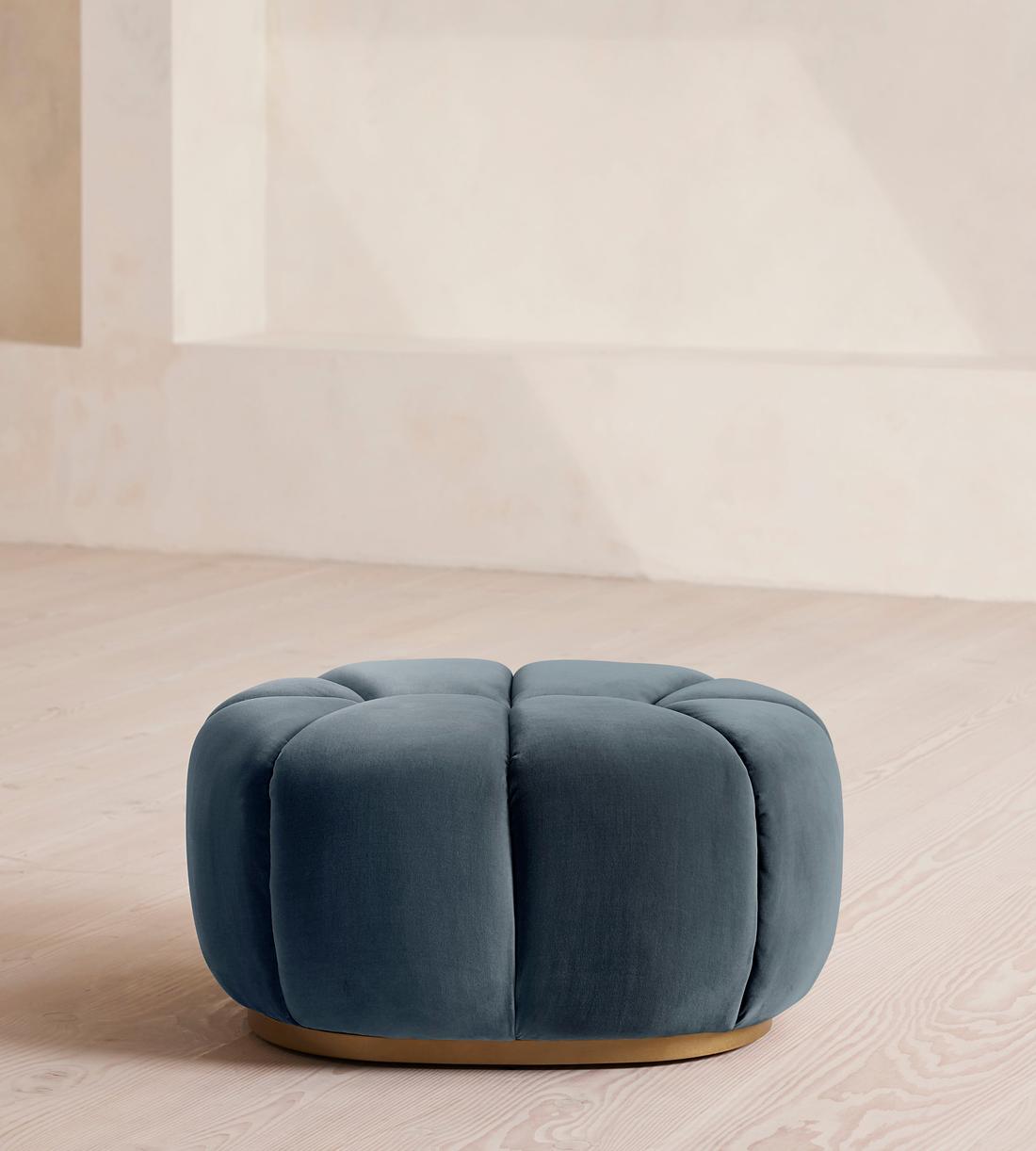 Garret Footstool - Velvet - Grey Blue - US - Listing - Image 2