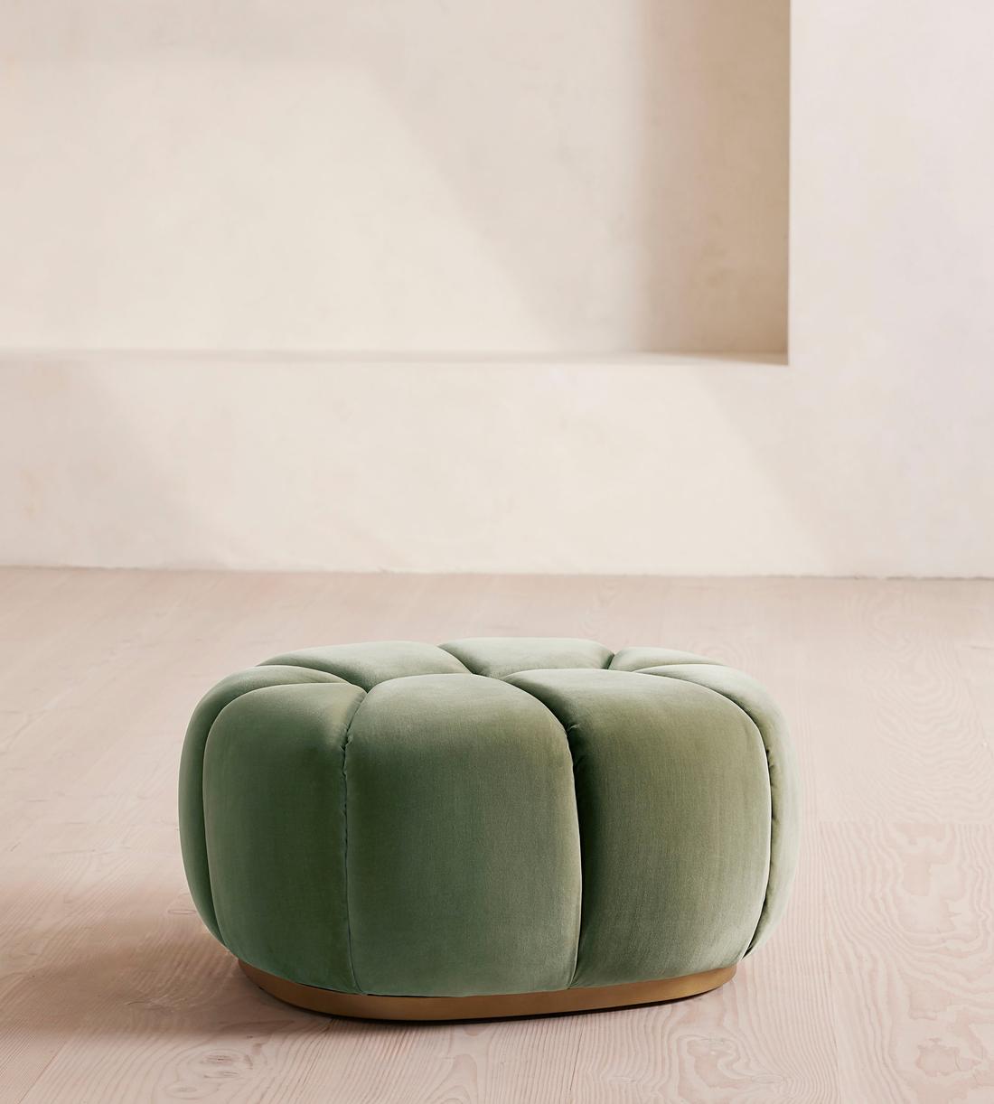 Garret Footstool - Velvet Seafoam - UK - Listing - Image 1