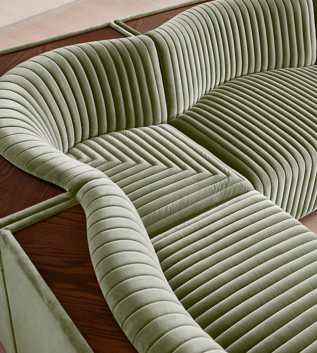 Hamish Sectional Sofa - L-Shape Sofa  - Velvet - Seafoam US - Images - Image 4