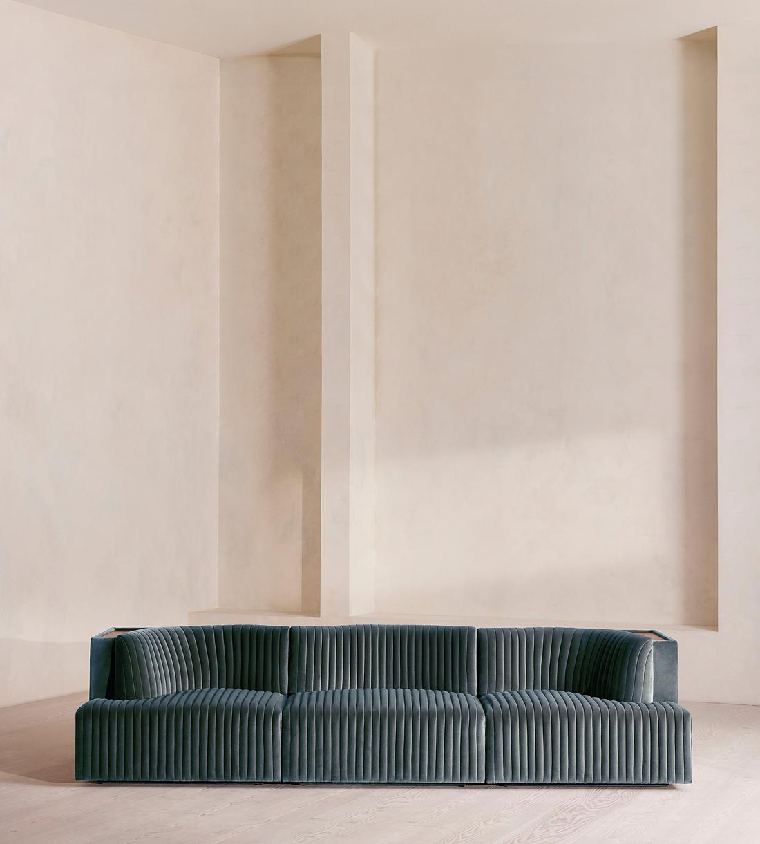Hamish Modular Sofa - Four Seater - Velvet - Grey Blue - Listing - Image 1