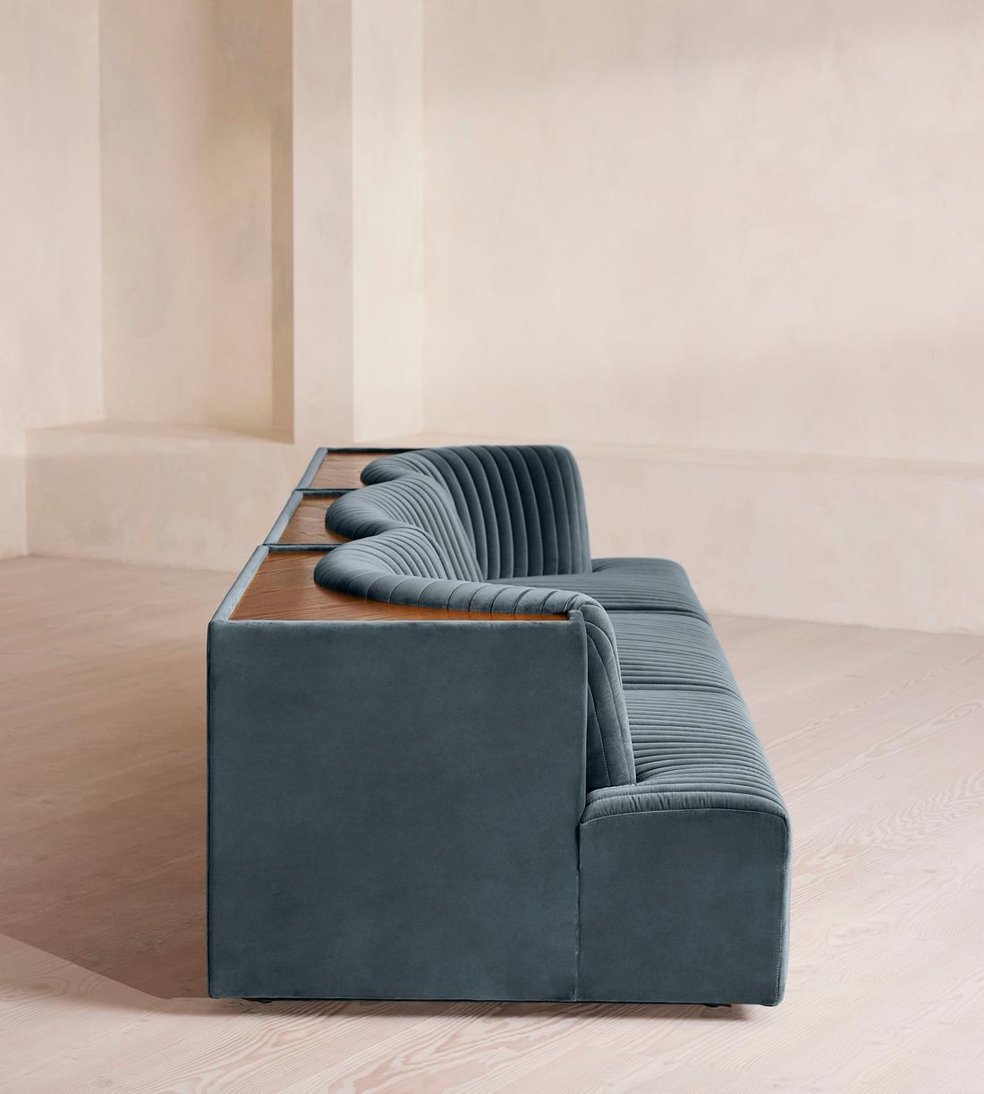 Hamish Modular Sofa - Four Seater - Velvet - Grey Blue - Images - Image 3
