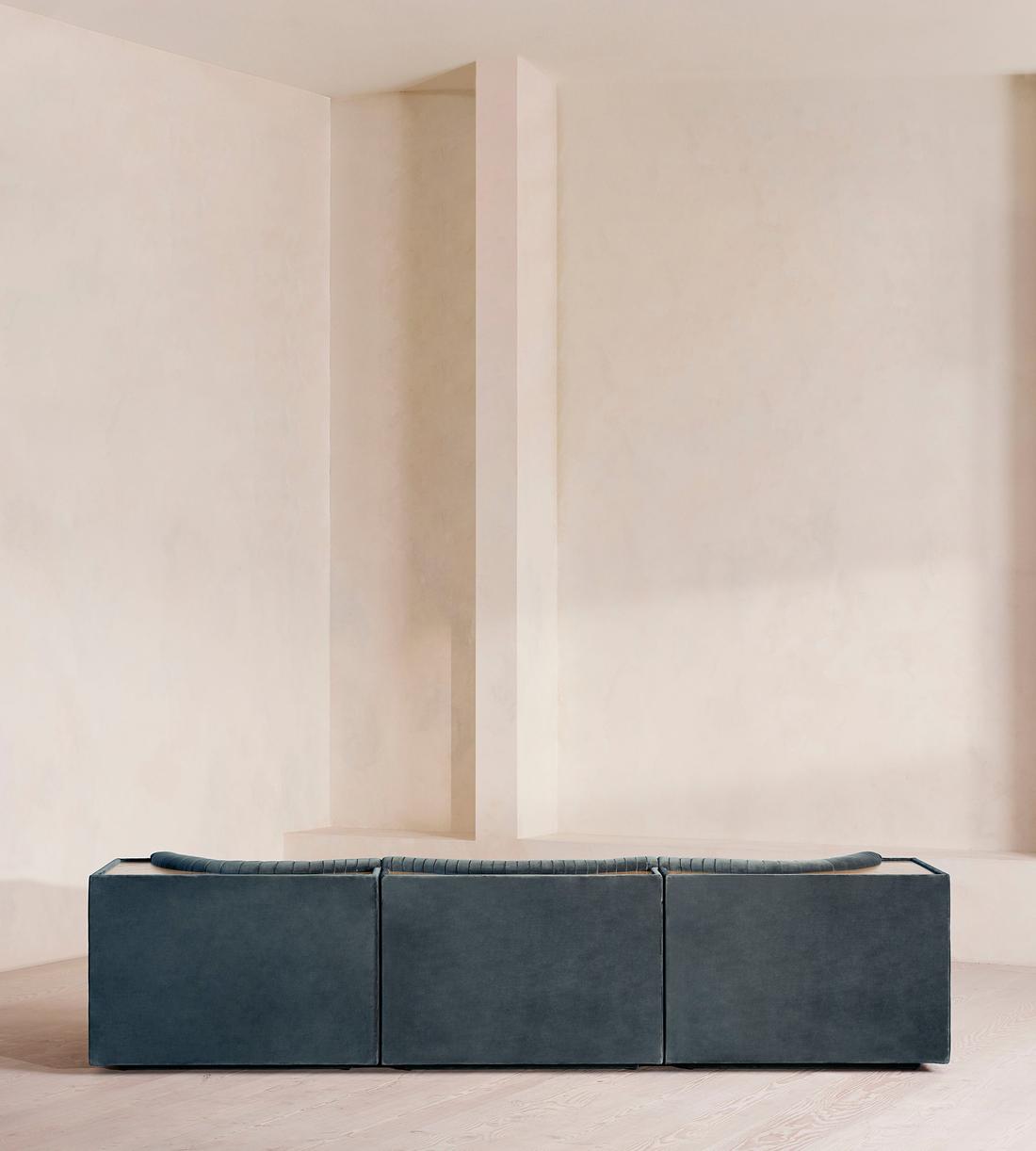 Hamish Modular Sofa - Four Seater - Velvet - Grey Blue - Images - Image 4
