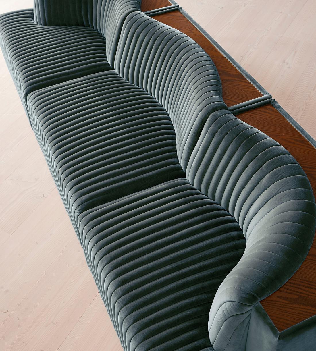 Hamish Modular Sofa - Four Seater - Velvet - Grey Blue - Images - Image 5