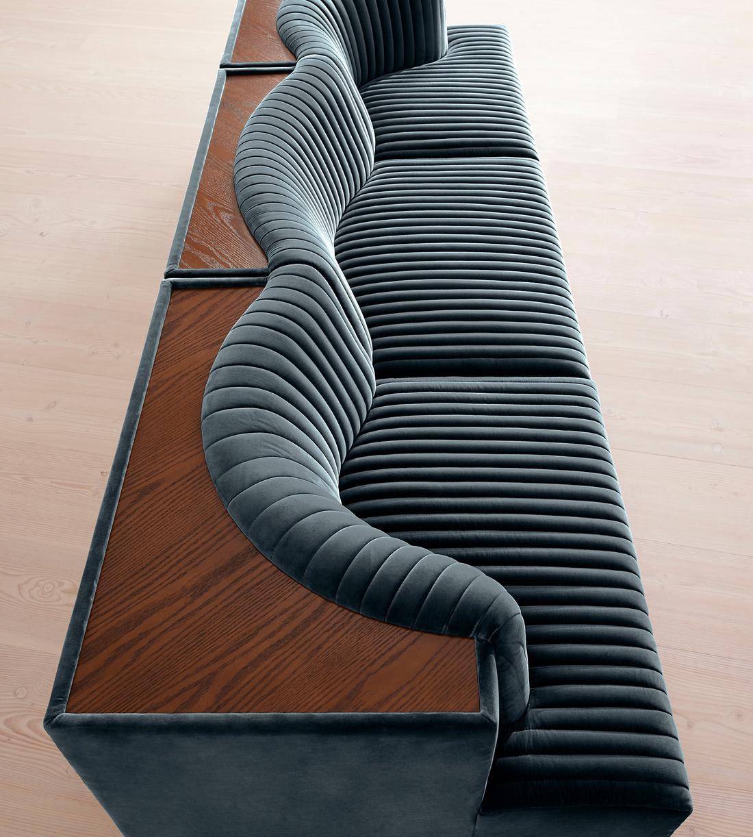 Hamish Modular Sofa - Four Seater - Velvet - Grey Blue - Images - Image 5