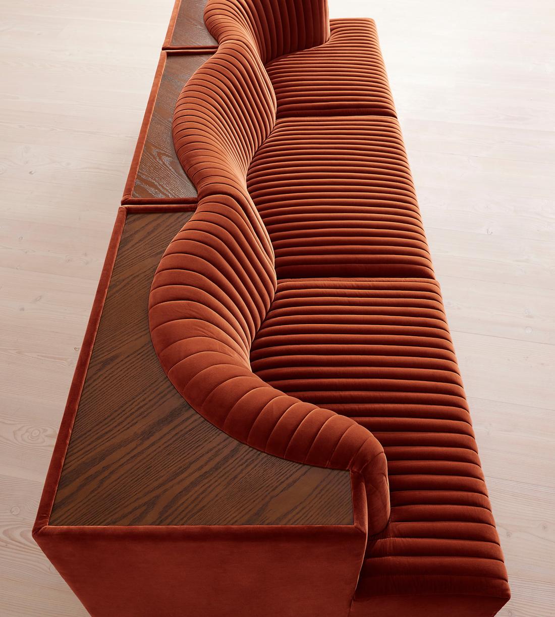 Hamish Sectional Sofa - Four Seater - Velvet - Rust - US - Images - Image 6