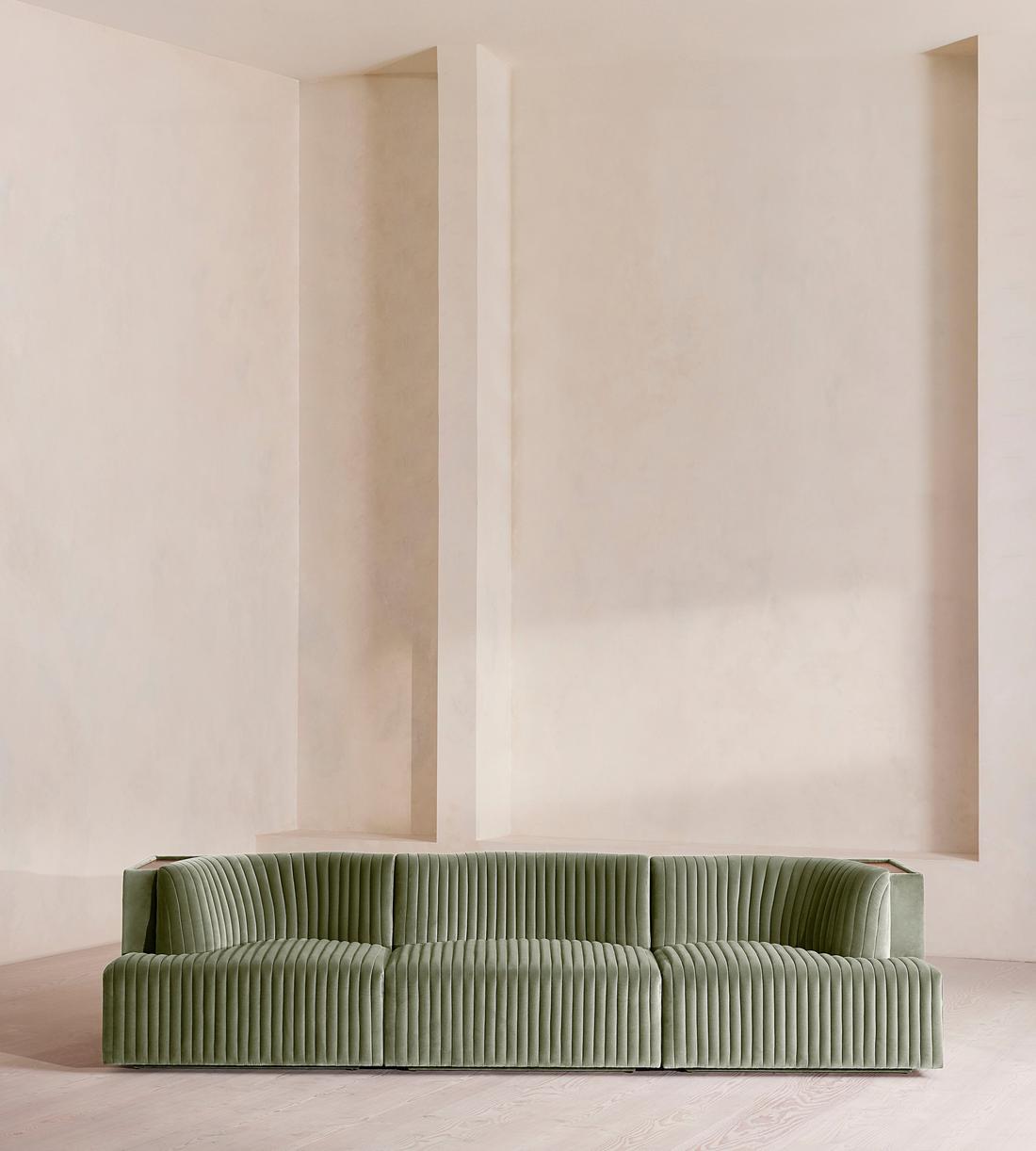 Hamish Sectional Sofa - Four Seater - Velvet - Seafoam US - Listing - Image 1