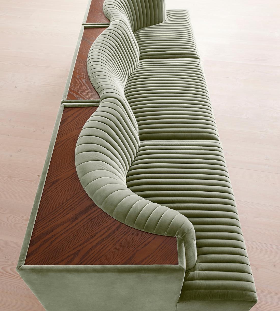Hamish Sectional Sofa - Four Seater - Velvet - Seafoam US - Images - Image 5